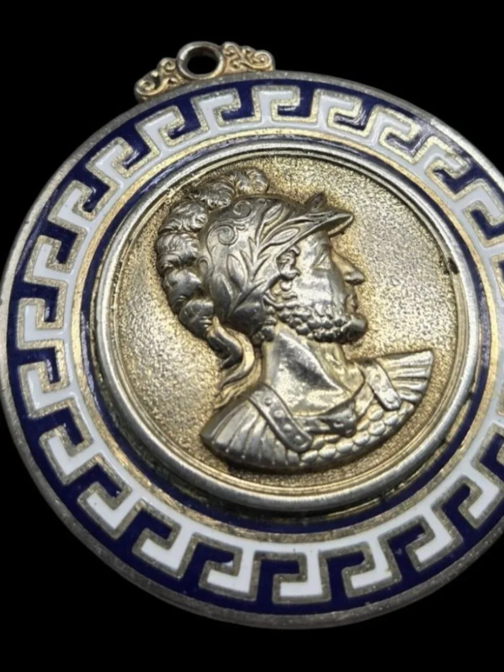 VTG Greek Revival Warrior Medallion Pendant Centurion Warrior Soldier Cameo